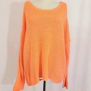 Oversized Waffle Sweater w/ Shoulder Cutouts